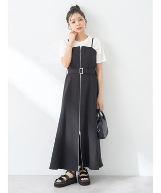 earth music&ecology ダブルジップキャミドレ Black