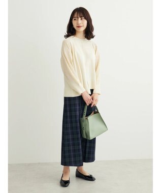 Green Parks ショルダーメッシュニットプルオーバー Ivory