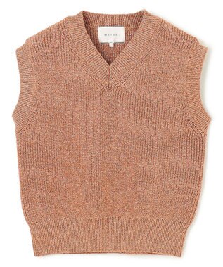 BEIGE， 【洗える・eclat 5月号掲載】VANDA / ラメ入りVネックノースリーブニット Dark Nude