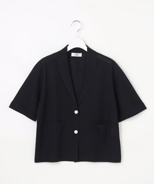 J.PRESS LADIES Vis/Peスパーク ハーフスリーブ ニットジャケット ネイビー系