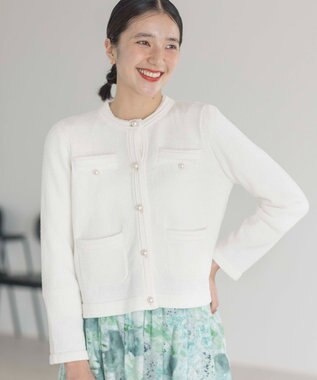 組曲 ミニブークレーツイードニットジャケット アイボリー系