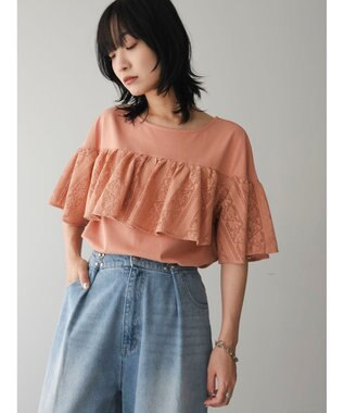 Green Parks ・ＳＵＧＡＲ　ＳＰＯＯＮ　レースフリルプルオーバー Orange