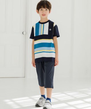 J.PRESS KIDS 【100-130cm】50/2 マルチボーダー Tシャツ ネイビー系1
