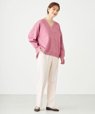 SHARE PARK LADIES ソフトタッチＶネックニット ピンク