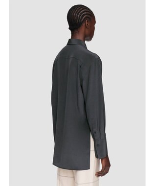 JOSEPH クレープ  ド  ソワ　レギュラーカラーシャツ Slate