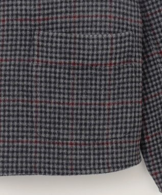 J.PRESS LADIES 【リバーシブル】ウールナイロンリバーチェック スタンドカラー コート ネイビー×チェック系