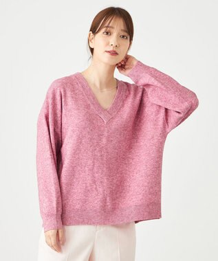 SHARE PARK LADIES ソフトタッチＶネックニット ピンク