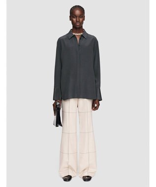 JOSEPH クレープ  ド  ソワ　レギュラーカラーシャツ Slate