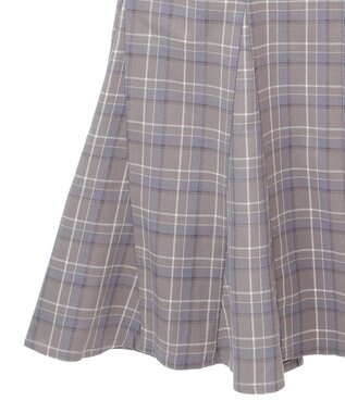 earth music&ecology サイドリブバックレースアップスカート Check Blue