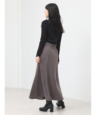 earth music&ecology リボンフレアスカート Charcoal Gray