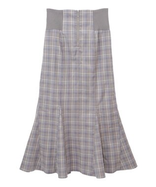 earth music&ecology サイドリブバックレースアップスカート Check Blue