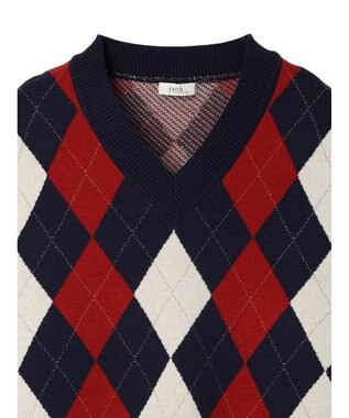 earth music&ecology アーガイルニットベスト Navy