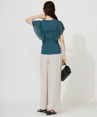 ANY SIS L 【洗える】レーシーフレアスリーブ ニット ディープグリーン