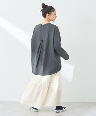 earth music&ecology ラウンドルーズロンＴ Charcoal Gray