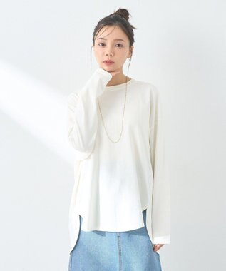 earth music&ecology ラウンドルーズロンＴ Ivory