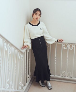 earth music&ecology サイドリブバックレースアップスカート Black