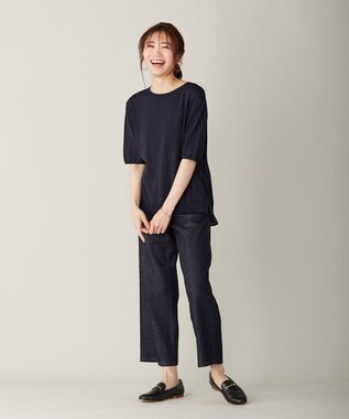 J.PRESS LADIES 【洗える】シャインバックキュプラ ニット ネイビー系