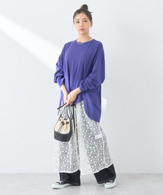 earth music&ecology ラウンドルーズロンＴ Blue