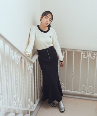 earth music&ecology サイドリブバックレースアップスカート Black