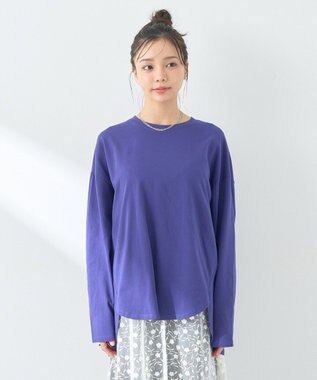 earth music&ecology ラウンドルーズロンＴ Blue