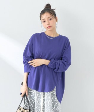 earth music&ecology ラウンドルーズロンＴ Blue