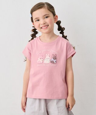 ANY KIDS 【綿100%】ひんやり フレンチスリーブ サガラ刺繡Tシャツ