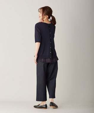 J.PRESS LADIES 【洗える】シャインバックキュプラ ニット ネイビー系