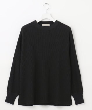 UNFILO MENS イージーケア ワッフル クルーネック [23年春夏商品] ブラック