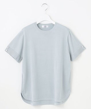 J.PRESS LADIES L 【洗える】COTTON POLYESTER 袖ボタン ニット サックス系