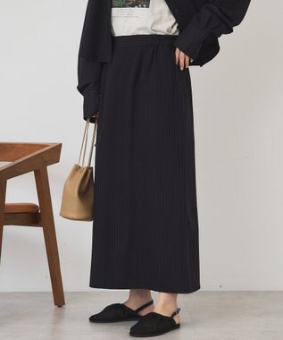 AMERICAN HOLIC 【2点セット・マルチ機能】タイトスカート+ショート丈シャツ Stripe Navy