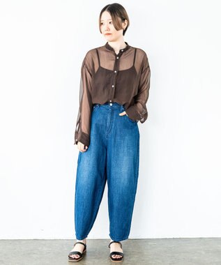 caqu FS linen barrel pants ふんわりリネンテーパードデニム 1year