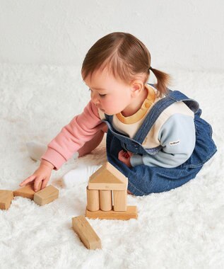 MIKI HOUSE HOT BISCUITS 【70-110cm】ワンポイント 6オンスデニム ジャンパースカート インディゴブルー