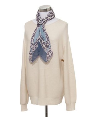 MOONBAT FURLA(フルラ）レオパードウールスカーフ 80×80㎝ グレー