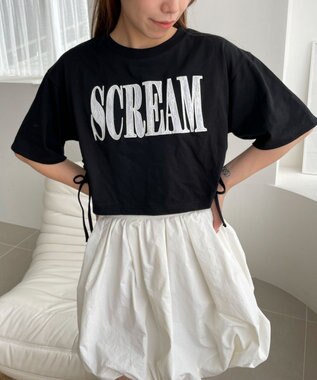 WEGO ロゴレースドロストショートT ブラック