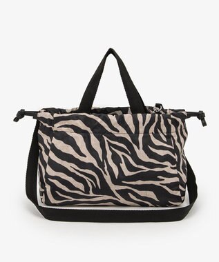 LeSportsac E/W CITY DRAWSTRING BAG??? /アップタウンラフィアゼブラ/ブラック アップタウンラフィアゼブラ/ブラック
