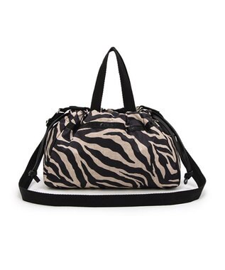 LeSportsac E/W CITY DRAWSTRING BAG??? /アップタウンラフィアゼブラ/ブラック アップタウンラフィアゼブラ/ブラック