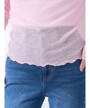 earth music&ecology シアーリブロゴ刺繍プルオーバー Light Pink