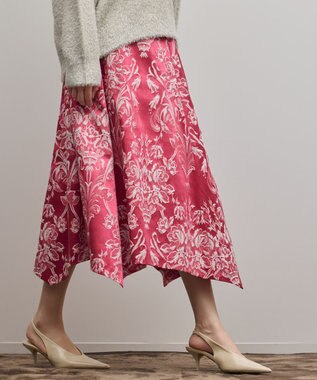 GRACE CONTINENTAL オーナメントジャガードハンカチヘムスカート ピンク