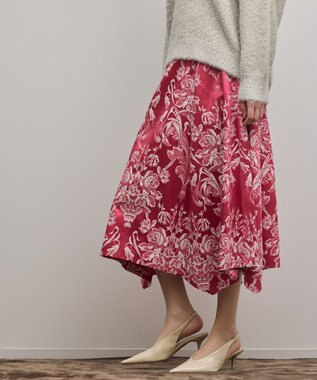 GRACE CONTINENTAL オーナメントジャガードハンカチヘムスカート ピンク