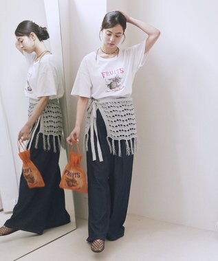 earth music&ecology イージータックワイドデニム Pink