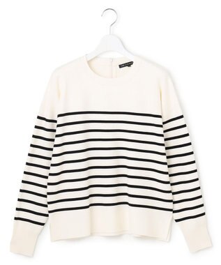 23区 【洗える】ヴィスコースストレッチ ミラノリブ ニット オフ×ブラック