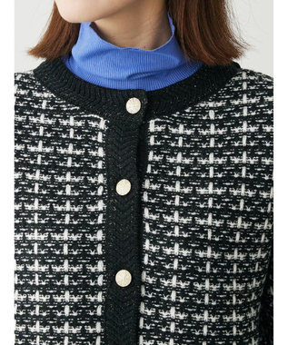 Green Parks ・ｆｕｒｒｙ　ｒａｔｅ　ツィードラメニットカーディガン Black