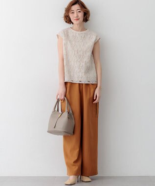 23区 【先行予約】コードエンブロイダリージャージー フレンチスリーブ カットソー ベージュ系