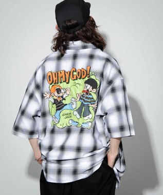 WEGO 【ユニセックス着用アイテム/綿100%/MLサイズ展開】別注NEW　JACKオンブレチェックシャツ（S） ホワイトチェック1