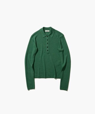 ATON RAMIE WOOL RIB | リブポロセーター GREEN