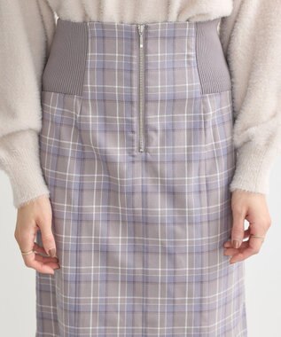 earth music&ecology サイドリブバックレースアップスカート Check Blue