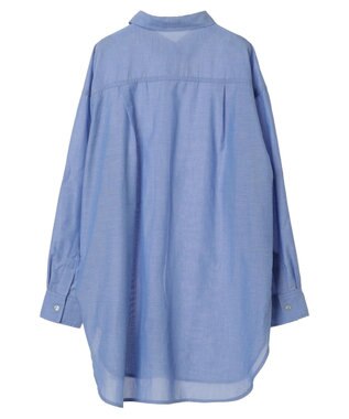 Green Parks 綿麻混タブ付オーバーサイズシャツチュニック Sax