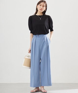 組曲 S スーパーライトストレッチ ワイドパンツ スモーキーブルー系