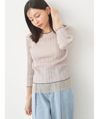 earth music&ecology シアー配色リブプルオーバー Beige
