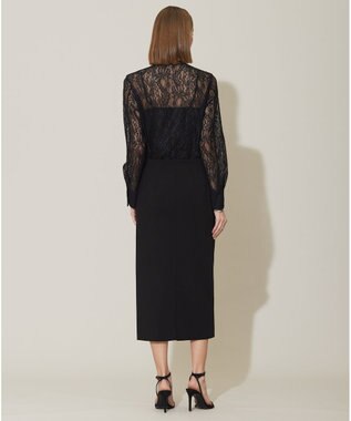 ICB 【洗える】コットンコンプレッシャー ナロースカート ブラック系